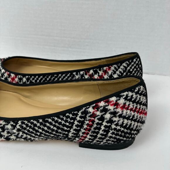 Talbots Sz 8M Tweed Houndstooth Ballet Flats Red Black Preppy Careerwear Retro - Picture 4 of 16